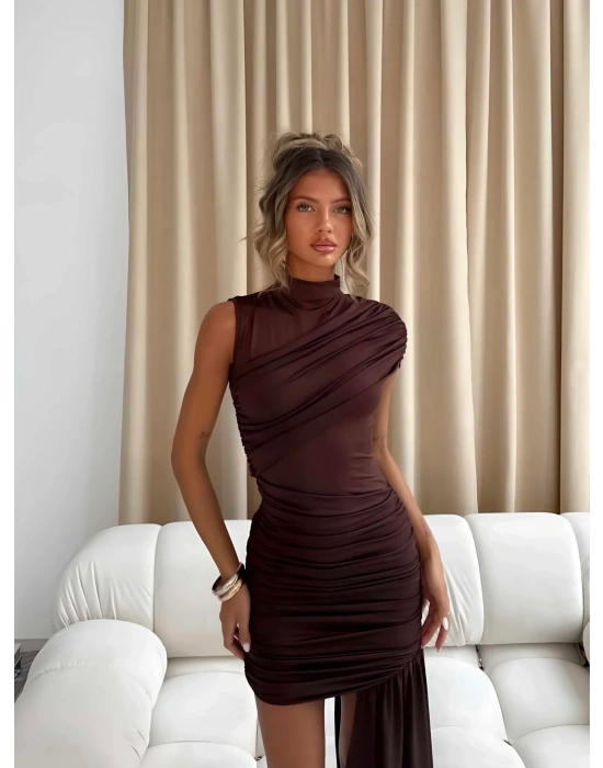 IRINA SANDY ELBİSE KAHVERENGİ