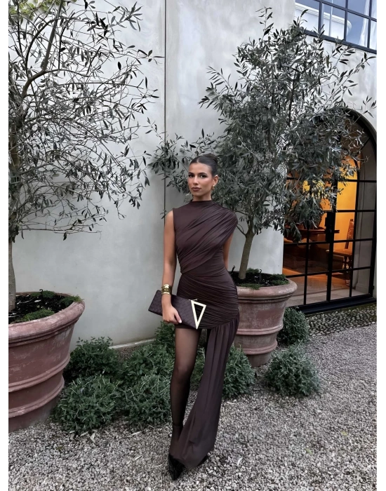 IRINA SANDY ELBİSE KAHVERENGİ
