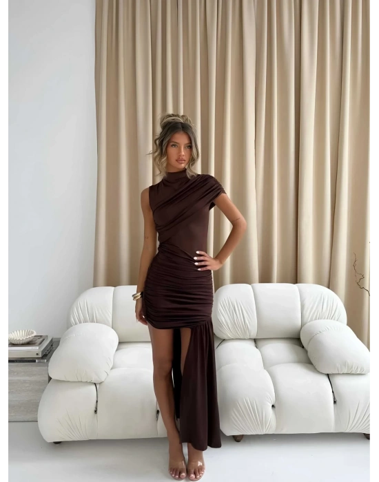 IRINA SANDY ELBİSE KAHVERENGİ