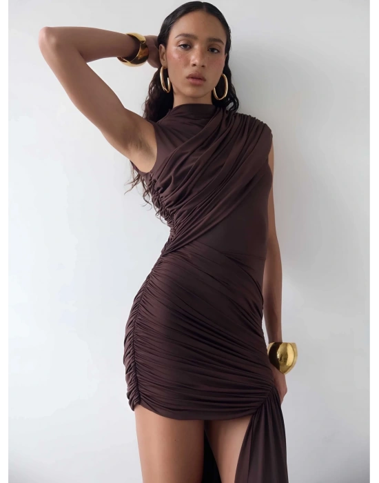 IRINA SANDY ELBİSE KAHVERENGİ