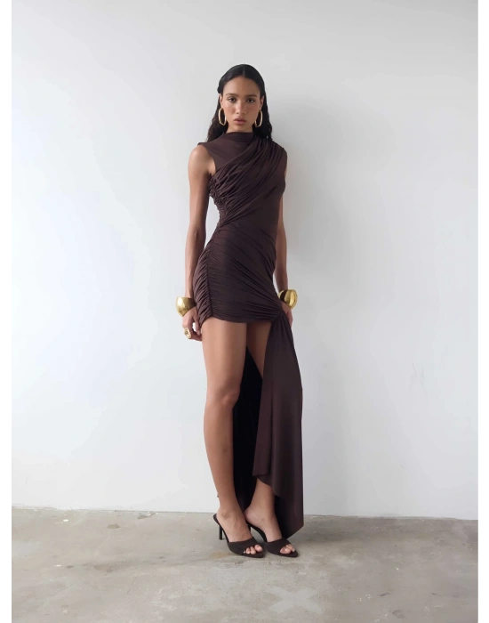 IRINA SANDY ELBİSE KAHVERENGİ