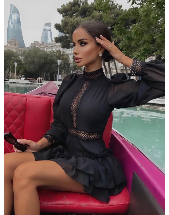 JUMİA ŞİFON ELBİSE SİYAH