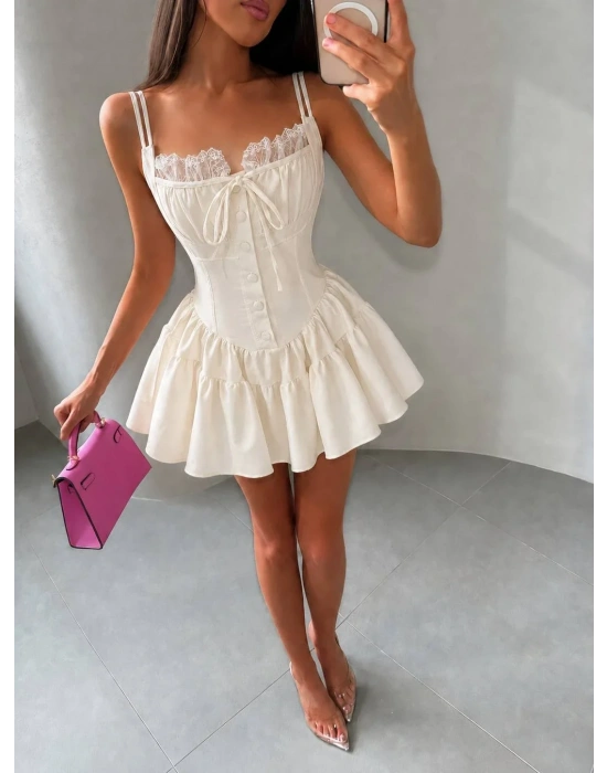 MANDELA CORSET ELBİSE BEYAZ