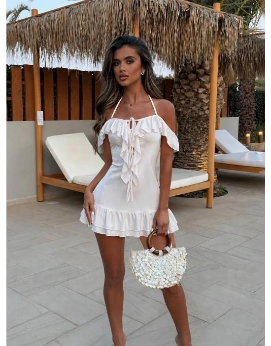 MARTINA SATEN ELBİSE BEYAZ