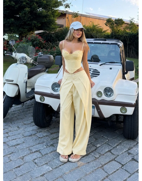 SALGU BÜSTİYER & PANTOLON TAKIM SARI