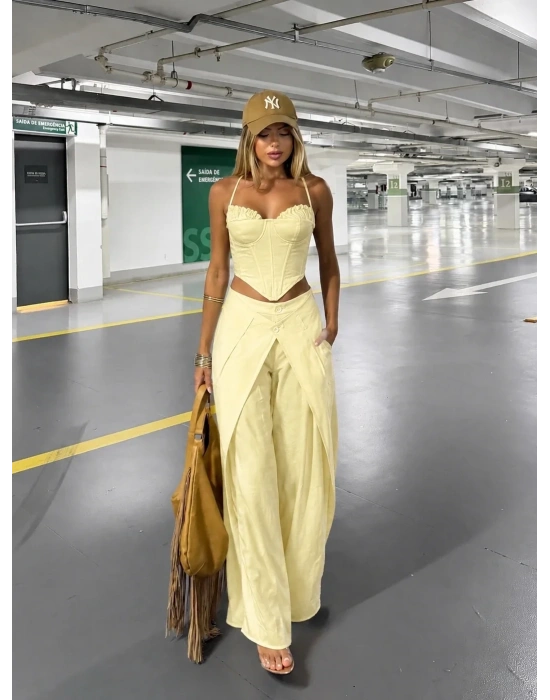 SALGU BÜSTİYER & PANTOLON TAKIM SARI