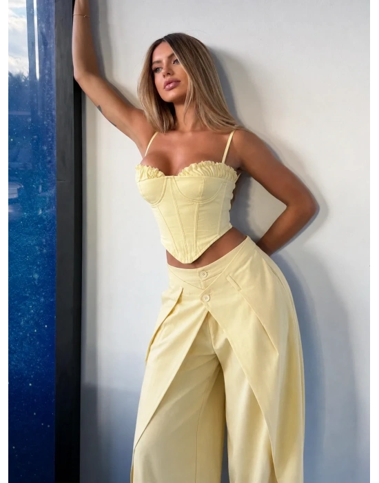 SALGU BÜSTİYER & PANTOLON TAKIM SARI