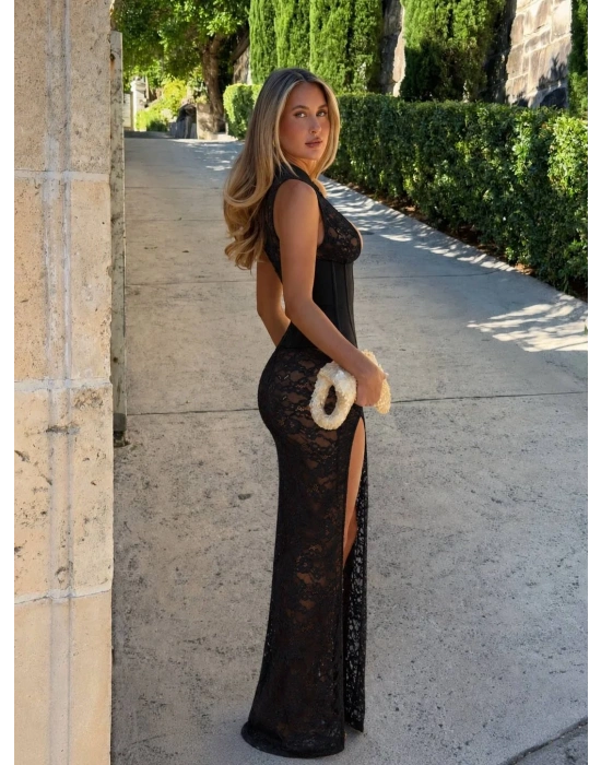 SEDONA CORSET & DANTEL ELBİSE + G-STRİNG SİYAH