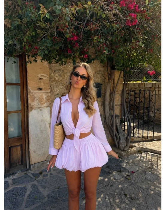 VANYA ÇİZGİLİ TAKIM PEMBE