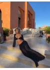 DANTEL UZUN ETEK & BRALET SET SİYAH
