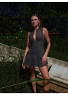 ELEANOR POLİVİSKON ELBİSE GRİ