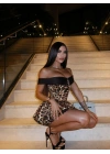 INDORA LEOPAR BALON ELBİSE LEOPAR