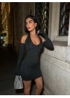 Işıltını Yansıt Full Taş Halter Mini Elbise