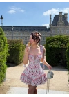 MARİSA CORSET BASKILI ELBİSE BEYAZ