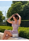 MARİSA CORSET BASKILI ELBİSE BEYAZ