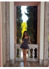 MARİSA CORSET BASKILI ELBİSE SİYAH