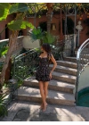 MARİSA CORSET BASKILI ELBİSE SİYAH