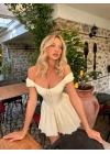 MORLİVA ÇİZGİLİ CORSET ELBİSE SARI