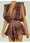 MORLİVA PLUNGE LEOPAR ELBİSE LEOPAR 5441