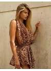 MORLİVA PLUNGE LEOPAR ELBİSE LEOPAR 5441