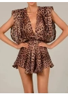 MORLİVA PLUNGE LEOPAR ELBİSE LEOPAR 5441