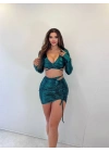 Morliva thal lumaş parlak 2 li takım mini