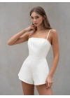 ROSENDA SATEN ŞORTLU TULUM BEYAZ