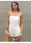 ROSENDA SATEN ŞORTLU TULUM BEYAZ