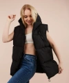 Kadın Siyah Kapüşonlu Oversize Şişme Yelek