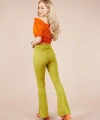 Kadın Yeşil Paçası Yırtmaçlı Ispanyol Tayt Pantolon
