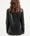 Kadın Siyah Cep Detaylı Hakiki Deri Ceket