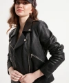 Kadın Siyah Hakiki Jumbo Deri Ceket