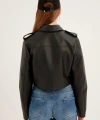Kadın Siyah Crop Deri Ceket
