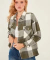 Kadın Yeşil Ekoseli Cepli Oduncu Gömlek