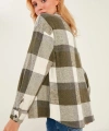Kadın Yeşil Ekoseli Cepli Oduncu Gömlek