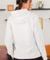 Kadın Beyaz Kapüşonlu Kanguru Cepli Sweatshirt