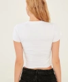 Kadın Beyaz Örme Crop Bluz