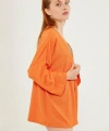 Kadın Oranj Katlı Yaka Boyfriend Örme Ceket