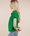 Kadın Koyu Yeşil U Yaka Bürümcük Bluz