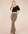 Kadın Leopar Desenli Ispanyol Paça Pantolon