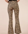 Kadın Leopar Desenli Ispanyol Paça Pantolon