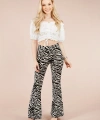 Kadın Zebra Desenli İspanyol Paça Pantolon
