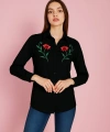 Kadın Siyah Nakışlı Gömlek