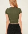 Kadın Haki Pencere Detaylı Kaşkorse Bluz