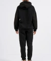 Kadın Siyah Kapüşonlu Polarlı Oversize Eşofman Takımı