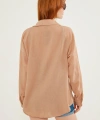 Kadın Kahve Hafif Oversize Keten Gömlek