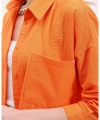 Kadın Oranj Hafif Oversize Keten Gömlek