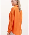 Kadın Oranj Hafif Oversize Keten Gömlek