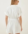 Kadın Beyaz Viskon Şortlu Tulum
