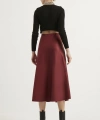 Kadın Deri Mevlana Bordo Etek